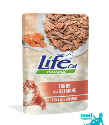 Тунець з лососем ЛайфКет 70 г - Додатковий вологий корм для котів - LifeCat 70 gr Tuna with salmon 10122 фото