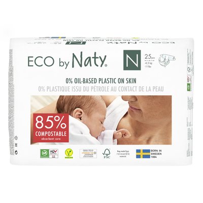 Органічні підгузники Eco by Naty Розмір 0 (до 4,5 кг) 25 шт ФР-00000433 фото