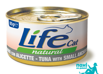 Тунець з анчоусами ЛайфКет 85 г - Додатковий вологий корм для котів - LifeCat 85 gr Tuna with small anchovies 110114 фото