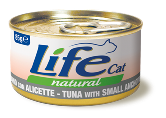 Тунець з анчоусами ЛайфКет 85 г - Додатковий вологий корм для котів - LifeCat 85 gr Tuna with small anchovies 110114 фото