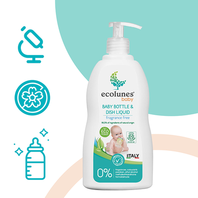 Гіпоалергенний органічний засіб для миття дитячого посуду, пляшок, сосок Ecolunes, без запаху, 500 мл E0025 фото