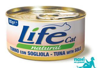 Тунець з камбалою ЛайфКет 85 г - Додатковий вологий корм для котів - LifeCat 85 gr Tuna with sole 110126 фото