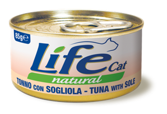 Тунець з камбалою ЛайфКет 85 г - Додатковий вологий корм для котів - LifeCat 85 gr Tuna with sole 110126 фото