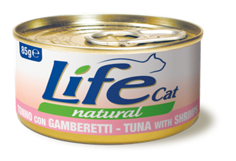 Тунец с креветками ЛайфКэт 85 г - Дополнительный влажный корм для кошек - LifeCat 85 gr Tuna with shrimps 110112 фото