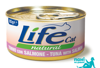 Тунець з лососем ЛайфКет 85 г - Додатковий вологий корм для котів - LifeCat 85 gr Tuna with salmon 110130 фото