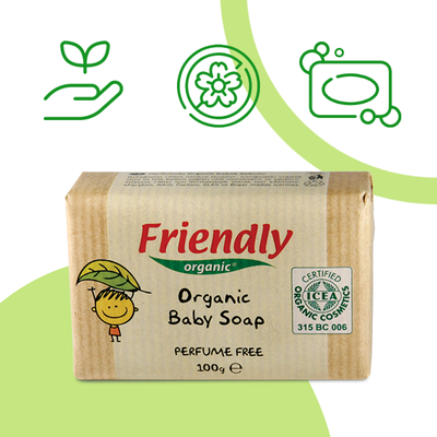Дитяче органічне тверде мило Friendly Organic без запаху 100 гр FR0645 фото