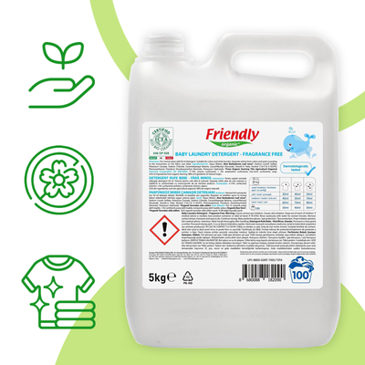Органічний рідкий пральний порошок Friendly Organic без запаху 5000 мл (100 прань) 8680088182090 фото
