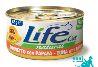 Тунець з папайєю ЛайфКет 85 г - Додатковий вологий корм для котів - LifeCat 85 gr Tuna with papaya 110136 фото