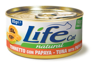 Тунець з папайєю ЛайфКет 85 г - Додатковий вологий корм для котів - LifeCat 85 gr Tuna with papaya 110136 фото