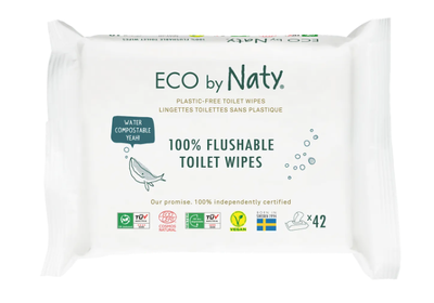 Органічні змиваючі серветки Eco by Naty з легким запахом 42 шт ФР-00000076 фото