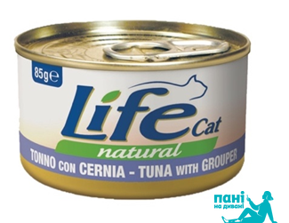 Тунець з окунем ЛайфКет 85 г - Додатковий вологий корм для котів - LifeCat 85 gr Tuna with grouper 110139 фото