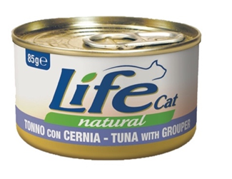 Тунець з окунем ЛайфКет 85 г - Додатковий вологий корм для котів - LifeCat 85 gr Tuna with grouper 110139 фото
