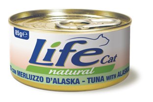 Тунець з тріскою ЛайфКет 85 г - Додатковий вологий корм для котів - LifeCat 85 gr Tuna with alaska pollock 110133 фото