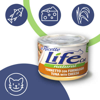 Тунець з сиром ЛайфКет 150 г - Додатковий вологий корм для котів - LifeCat leRicette 150 gr Tuna 102441 фото