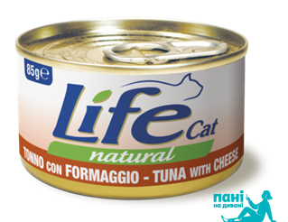 Тунец с сиром ЛайфКэт 85 г - Дополнительный влажный корм для кошек - LifeCat 85 gr Tuna with cheese 110128 фото