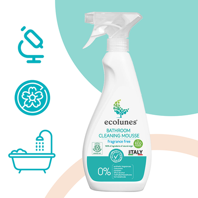 Гіпоалергенний органічний засіб для очищення поверхонь у ванній кімнаті,без запаху, Ecolunes, 500 мл E0209 фото